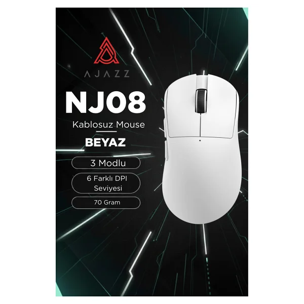 Ajazz Nj08 Şarjlı Optik Kablolu/Kablosuz Oyuncu Mouse - Görsel 8