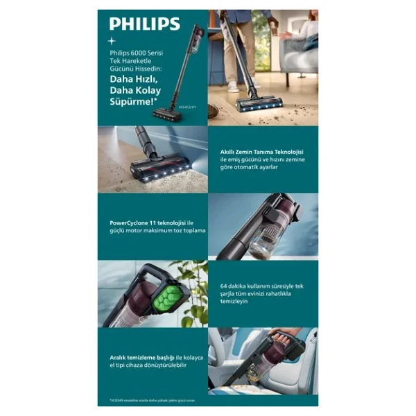 Philips 6000 Serisi Xc6453/00 Şarjlı Dikey Süpürge - Görsel 7