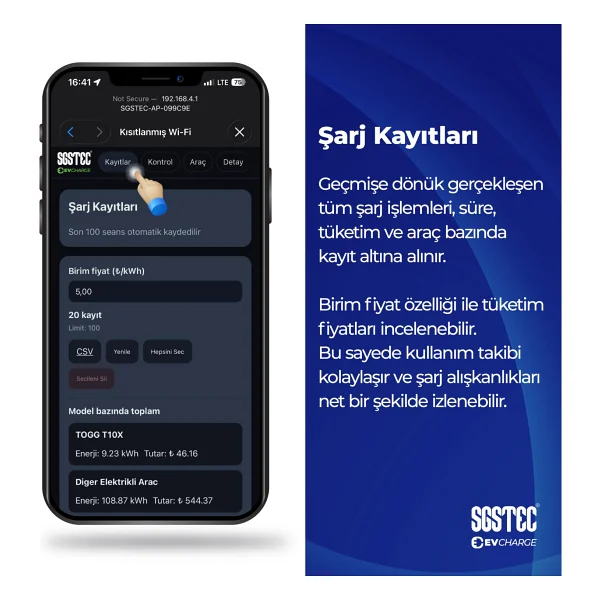 Sgstec Flex 22kw Soketli Elektrikli Araç Şarj Cihazı - Görsel 7
