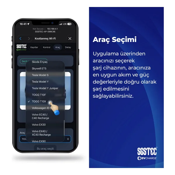 Sgstec Home 22 Kw 8 M Kablolu Taşınabilir Elektrikli Araç Şarj İstasyonu - Görsel 3