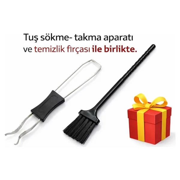 Leaven Mekanik Klavye Pbt Çift Baskı Keycap Seti Siyah -Gri -Sarı 128 Tuşlu Keycap - Siyah - Sarı - Görsel 8