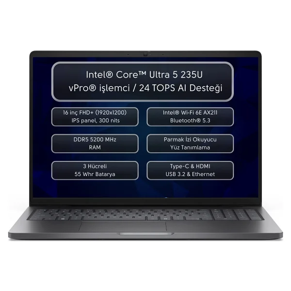 Dell Pro 16 Pc16250235 Ultra 5 235u 16 GB 1 TB SSD Intel Graphics 16 - Görsel 9