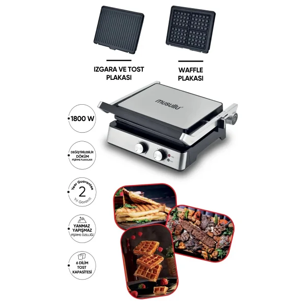 Musullu Msl-2037 1800 W Izgara Ve Tost Makinesi - Görsel 4