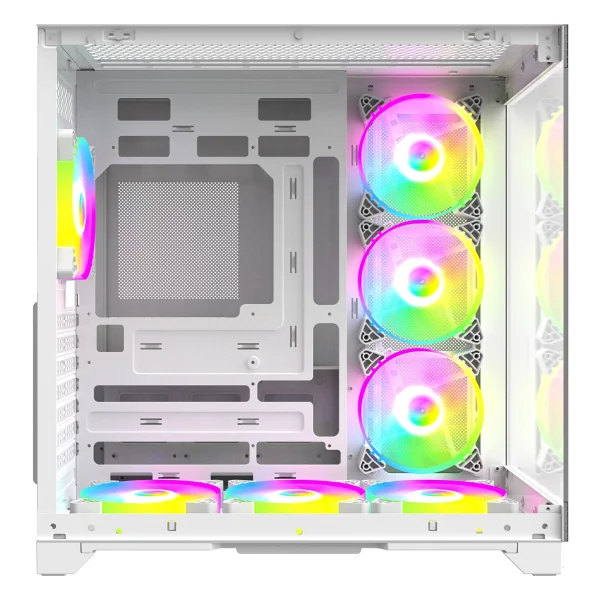 Strong Syrax 7x 120 mm Fanlı Rgb LED Buton Kontrol Atx Akvaryum Beyaz Gaming Bilgisayar Kasası (Powersız) - Görsel 2