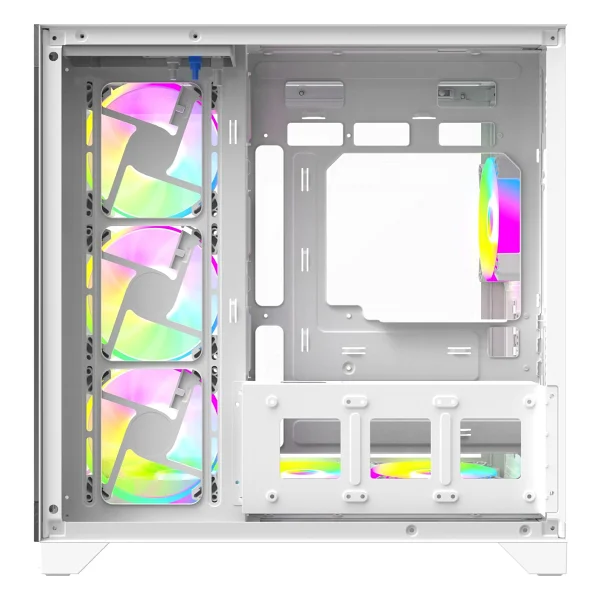 Strong Syrax 7x 120 mm Fanlı Rgb LED Buton Kontrol Atx Akvaryum Beyaz Gaming Bilgisayar Kasası (Powersız) - Görsel 3