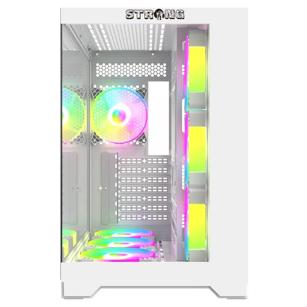 Strong Syrax 7x 120 mm Fanlı Rgb LED Buton Kontrol Atx Akvaryum Beyaz Gaming Bilgisayar Kasası (Powersız) - Görsel 4