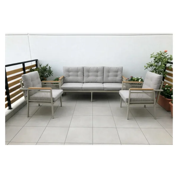 Adımshops Opal 3+1+1 (Gri) Metal Gövde Balkon-Bahçe-Kafe,Çay Seti,Koltuk Takımı,Oturma Grubu,Ofis Koltuğu - Görsel 2
