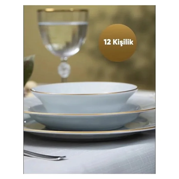 Güral Porselen Porselen Monet Altın Yaldızlı 48 Parça 12 Kişilik Yemek Takımı - Görsel 2