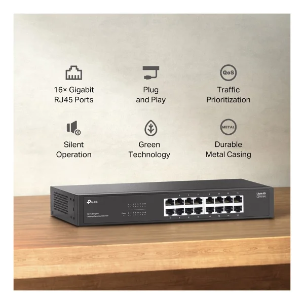 Tp-Link Ls1016g 16 Port 10/100/1000 Mbps Gigabit Switch - Görsel 7