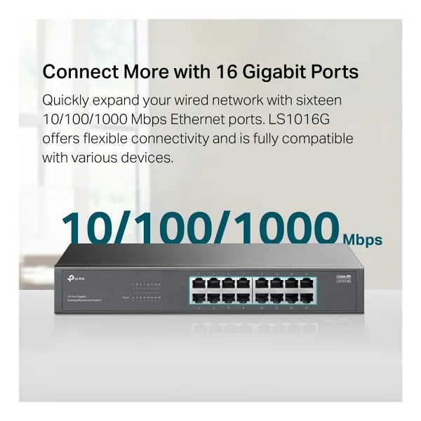 Tp-Link Ls1016g 16 Port 10/100/1000 Mbps Gigabit Switch - Görsel 8