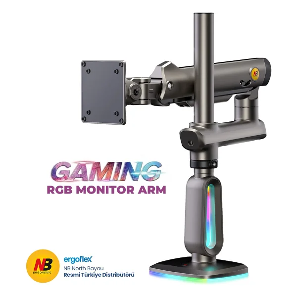 North Bayou F7-Gaming 32-60 İnç Tek Kollu Amortisörlü Monitör Standı - Görsel 2