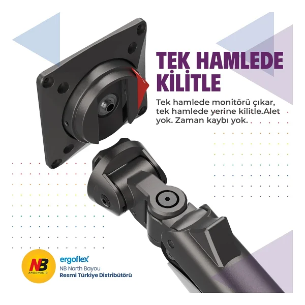 North Bayou F7-Gaming 32-60 İnç Tek Kollu Amortisörlü Monitör Standı - Görsel 8