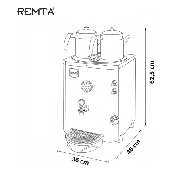 Remta De11s Şamandıralı Çift Demlikli Elektrikli 23 Lt Çay Makinesi - Görsel 2