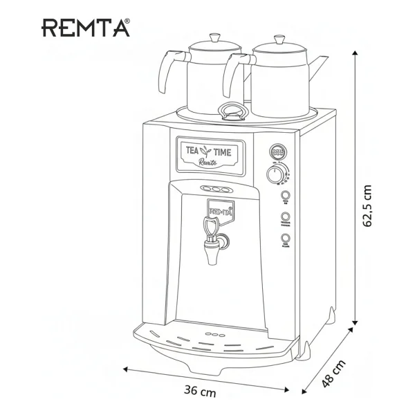 Remta De11p Premium Jumbo Çift Demlikli 23 Lt Çay Makinesi - Görsel 2