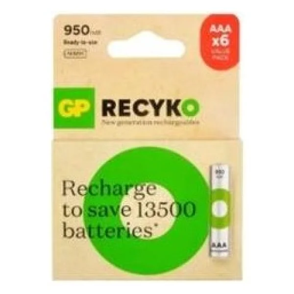 Gp Recyko 950 mAh 6'lı Şarjlı Aaa İnce Kalem Pil - Görsel 9