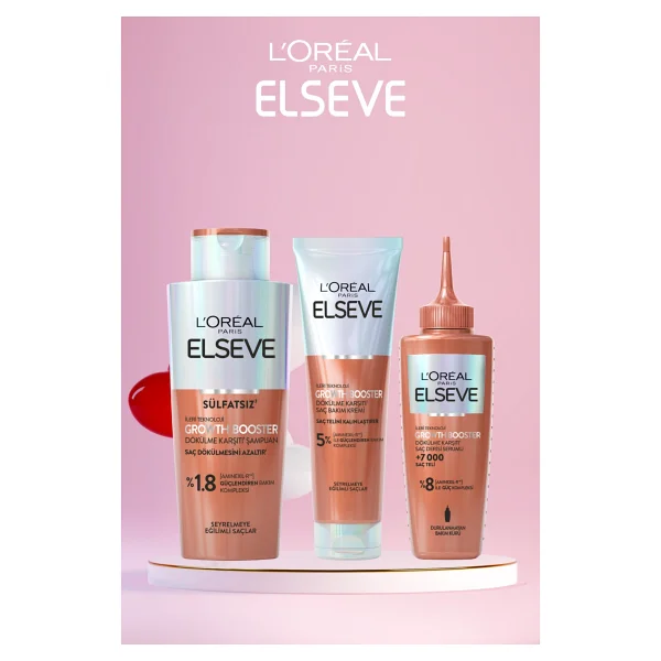 Elseve Growth Booster Dökülme Karşıtı Rutin: Şampuan & Saç Bakım Kremi & Saç Derisi Serumu - Görsel 9