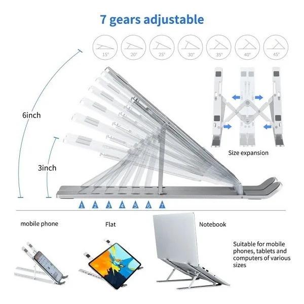 Aydemirtech Sert Plastik Ayarlı Tablet Laptop MacBook Uyumlu Notebook Yükseltici Tutucu Stand - Görsel 3