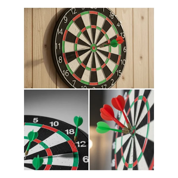 Kaliteli Ahşap Dart Tahtası 12 Inç 4 Adet Metal Iğne Uçlu Ok - Lisinya - Görsel 6