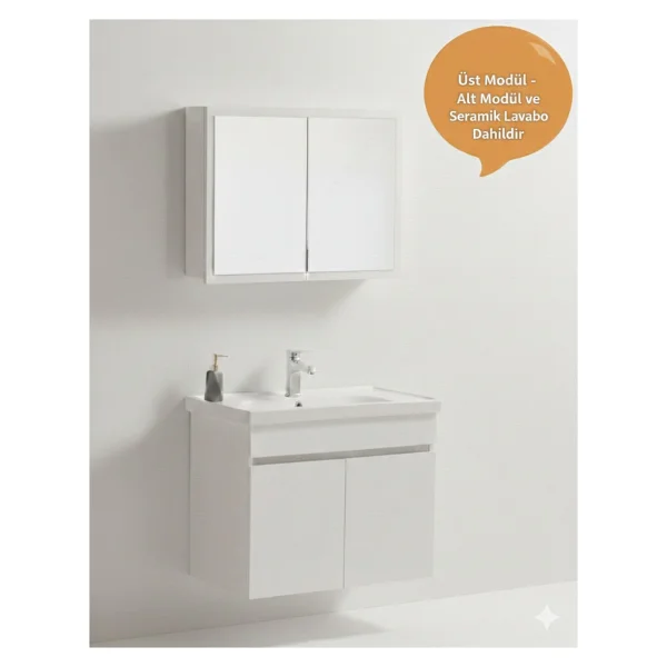 Saydam Banyo Bella 60 Cm Banyo Dolabı Takımı Alt Üst Ürüne Herşey Dahil Değildir, ( Sabunluk Musluk Gibi Meteryallar Gönderilmemektedir.) - Görsel 7