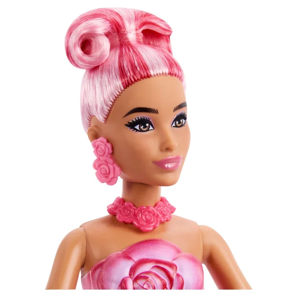 Barbie Petal Pop Serisi Kırmızı Gül Elbiseli Bebek Jmf59 - Görsel 3