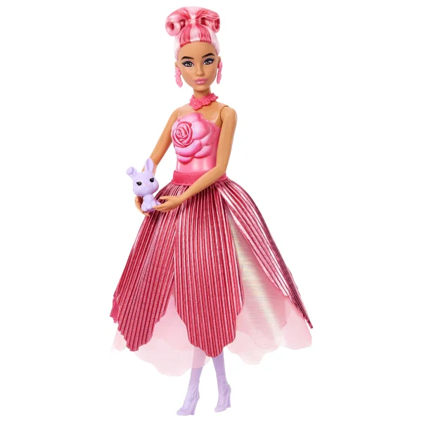 Barbie Petal Pop Serisi Kırmızı Gül Elbiseli Bebek Jmf59 - Görsel 5