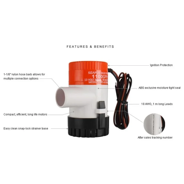 Seaflo Sintine Pompası 1100 Gph 12 V - Görsel 3