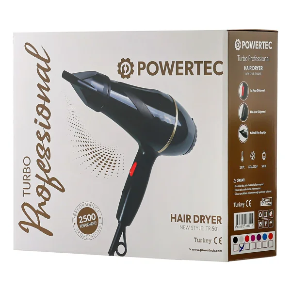 Powertec Tr-501 Turbo Profesyonel 1900 W Fön Makinesi Siyah - Görsel 10