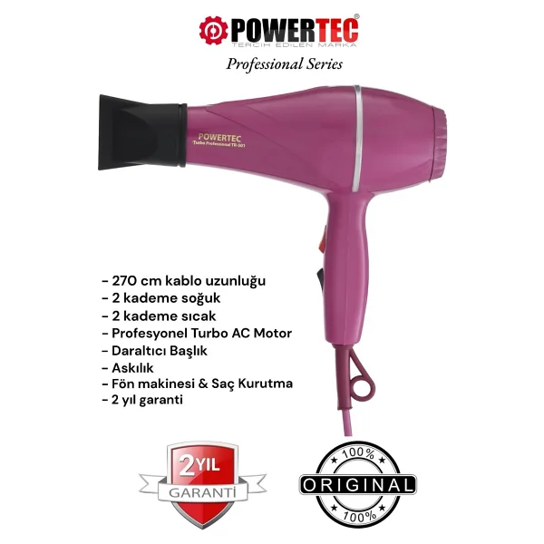 Powertec Tr-501 Turbo Profesyonel 1900 W Fön Makinesi Turuncu - Görsel 6