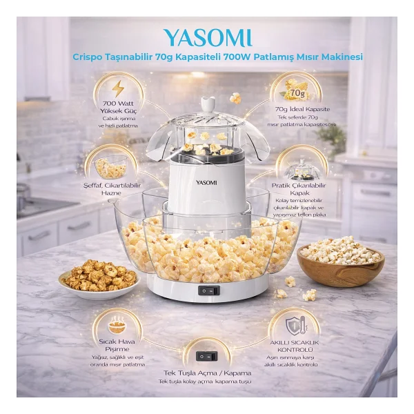 Yasomi Crispo Mısır Patlatma Makinesi - Görsel 8
