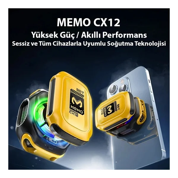 Memo Cx12 Pro 2000mah Bataryalı Manyetik Cep Telefon Soğutma - Sarı - Görsel 2