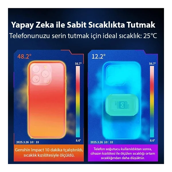 Memo Cx12 Pro 2000mah Bataryalı Manyetik Cep Telefon Soğutma - Sarı - Görsel 4
