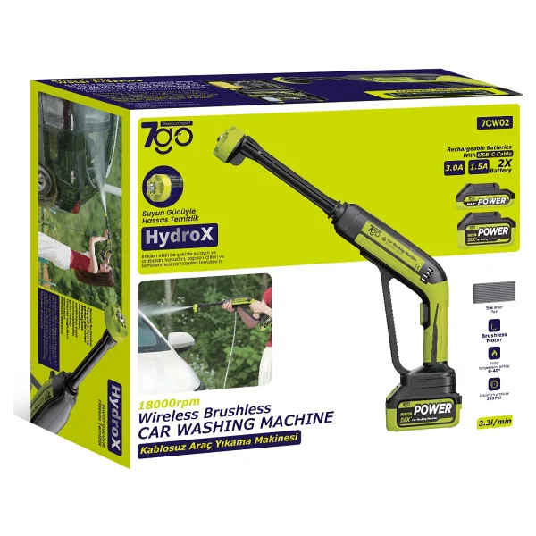 7go 7cw02 Çift Akülü Yüksek Basınçlı Yıkama Makinesi - Görsel 6