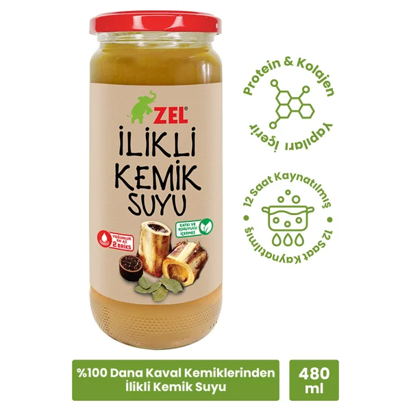 Zel %100 Dana Kaval Kemiklerinden İlikli Kemik Suyu 480 Ml - 12 Saat Kaynatılmış - Görsel 9
