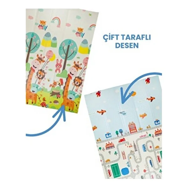 Holmen Katlanabilir Çift Taraflı Premium Oyun Matı - Halısı 150x200cm - Çok Renkli - 150 X 200 Cm - Görsel 4