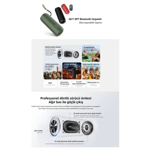 Qcy Sp7 Yeşil RGB Bluetooth Hoparlör - Görsel 2