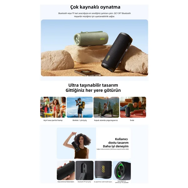 Qcy Sp7 Yeşil RGB Bluetooth Hoparlör - Görsel 3