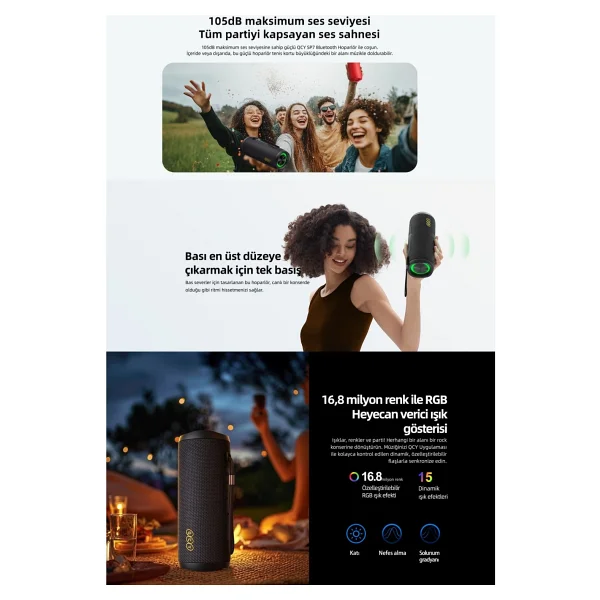 Qcy Sp7 Yeşil RGB Bluetooth Hoparlör - Görsel 5