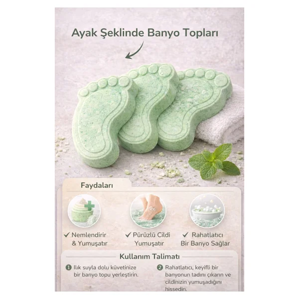 Ayak Şeklinde Banyo Topu Nemlendirici & Rahatlatıcı Ayak Ve Vücut Bakımı Köpüren Banyo Bombası - Görsel 3