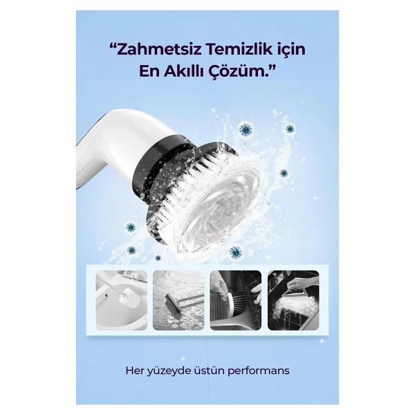 Robo 9 Başlıklı Şarjlı Dijital Temizlik Fırçası - Görsel 7
