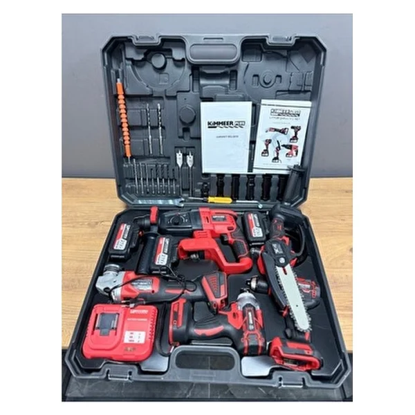 Kimmer Plus 21v Akülü 5'li Set Kırıcı Delici Hilti Taşlama Somun Sıkma Vidalama Budama Kırmızı Renk - Görsel 2