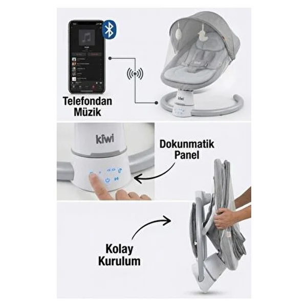 Kiwi Dollyplus 2in1 Otomatik Sallanan Kademe Ayarlı Beşik Ve Anakucağı - Görsel 5
