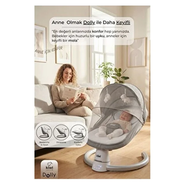 Kiwi Dollyplus 2in1 Otomatik Sallanan Kademe Ayarlı Beşik Ve Anakucağı - Görsel 7