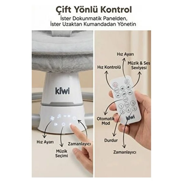 Kiwi Dollyplus 2in1 Otomatik Sallanan Kademe Ayarlı Beşik Ve Anakucağı - Görsel 9