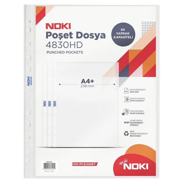 Noki 4830hd A4 100'lü Buzlu Şeffaf Poşet Dosya - Görsel 6