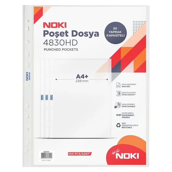 Noki 4830hd A4 100'lü Buzlu Şeffaf Poşet Dosya - Görsel 7