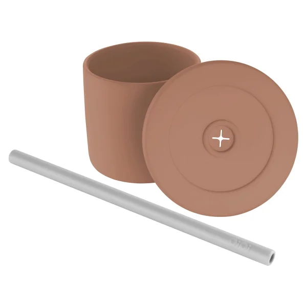 Oioi Ham Hüp Silikon Pipetli Bardak 6+ Ay Woody Brown - Powder Grey - Kahverengi - Görsel 2