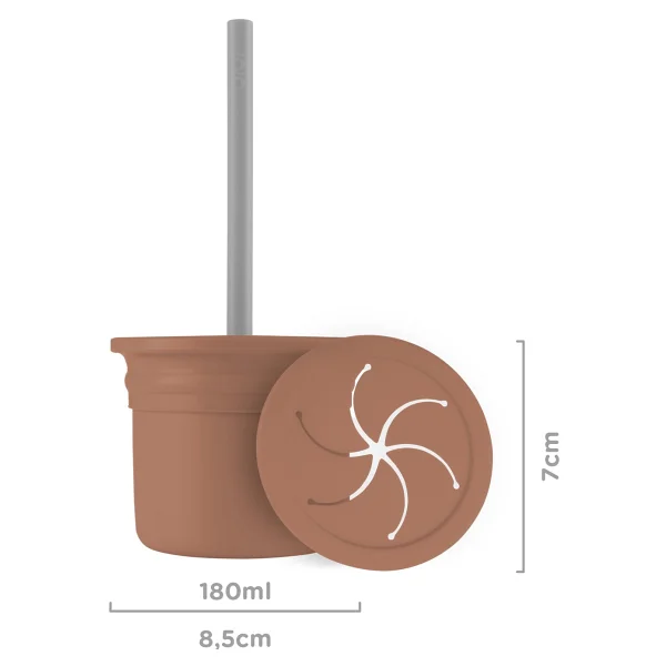 Oioi Ham Hüp Silikon Pipetli Bardak 6+ Ay Woody Brown - Powder Grey - Kahverengi - Görsel 5