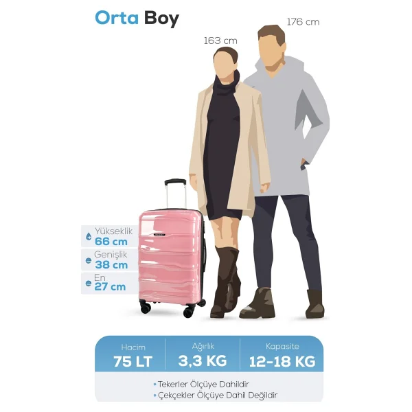 Polo&Sky Azra Polipropilen Pudra Orta Boy Valiz - Görsel 5