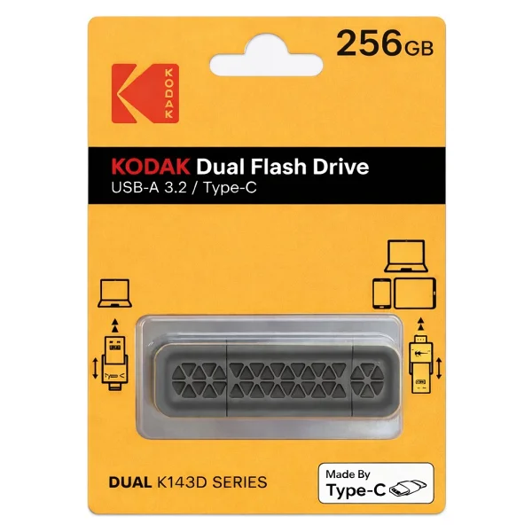 Kodak 256gb 3.2 Gen1 Type-C Otg USB Bellek (K143d) - Siyah - Görsel 4