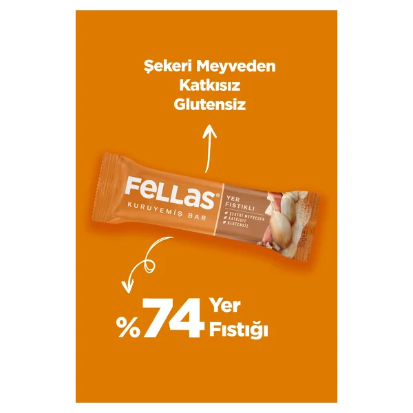 Fellas Yer Fıstıklı Kuruyemiş Bar 30 Gr X 12 Adet - Görsel 4